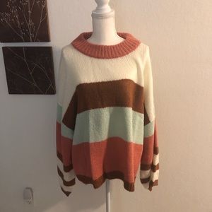 BP Fuzzy Stripe pullover sweater